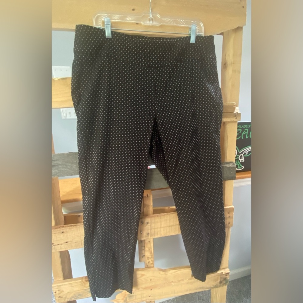 Ryan Wylde Plus Size 16W Ankle Pants Black White Dot Pull-On